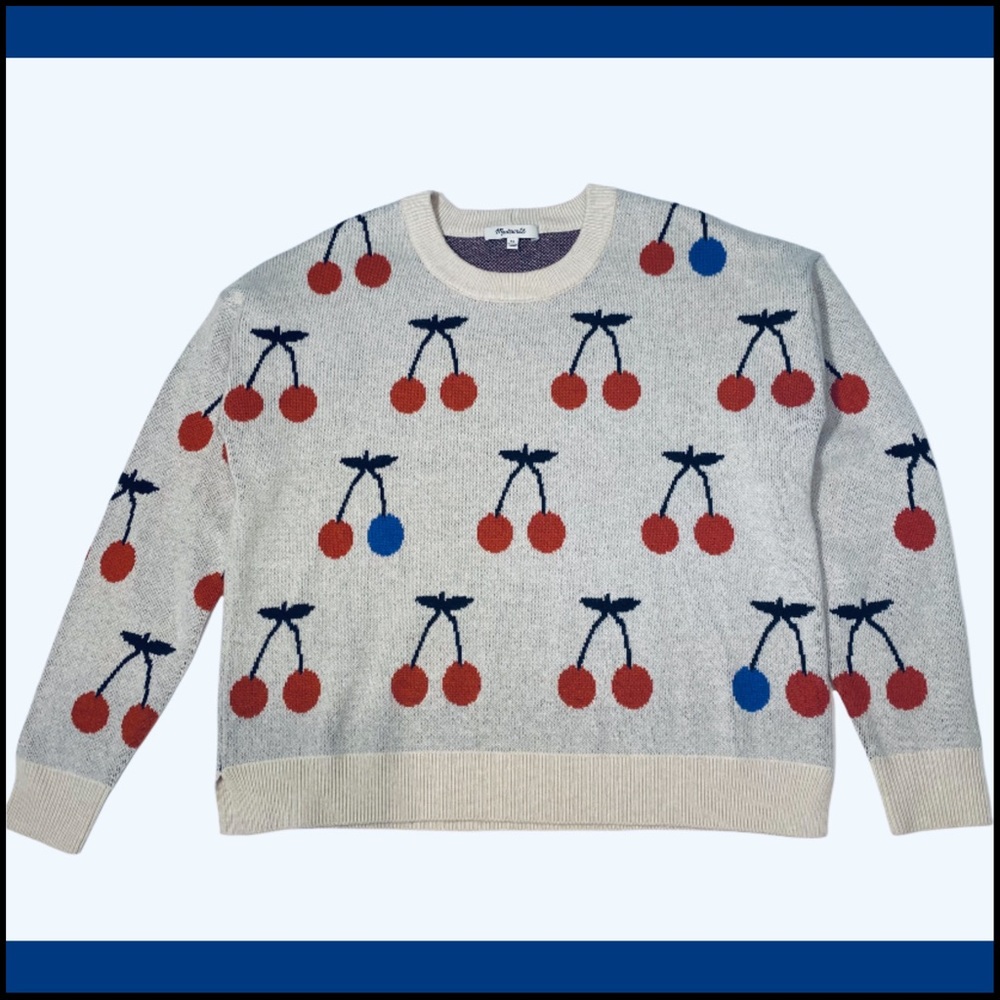 MADEWELL CHERRY JACQUARD PULLOVER SWEATER XS - Picture 11 of 14